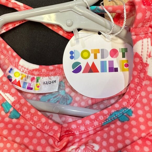 Dot Dot Smile Girls' Ballet Dress Pink White Polka Dot & Bow Print 12/24M NWT - Picture 4 of 5